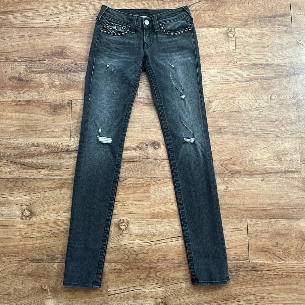 True Religion Women’s Studded Black Denim Jeans Size 27